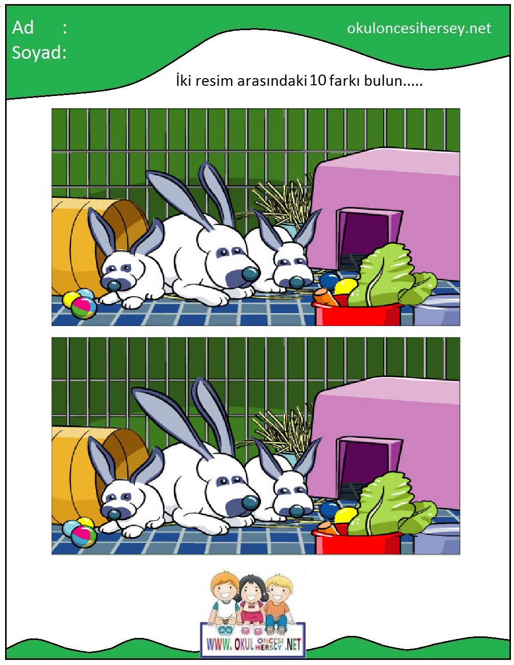 okul öncesi İki Resim Arasındaki Farkı Bul